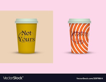 Colorful coffee in plastic cup with text vector image