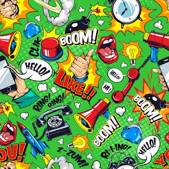 Colorful comic bright elements seamless pattern Free Vector