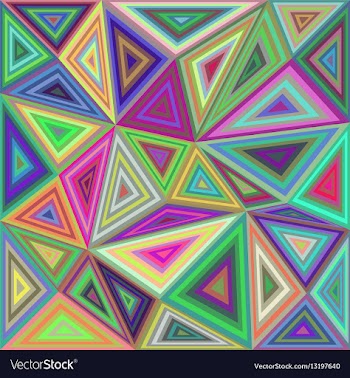 Colorful concentric triangle mosaic background vector image