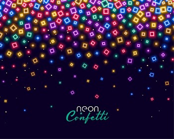 Colorful confetti in neon shiny lights Free Vector
