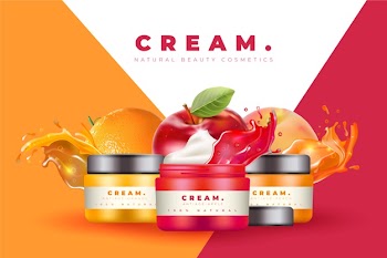 Colorful cosmetic cream ad Free Vector