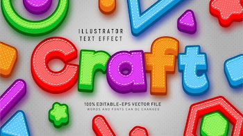 Colorful craft  text style effect Free Vector