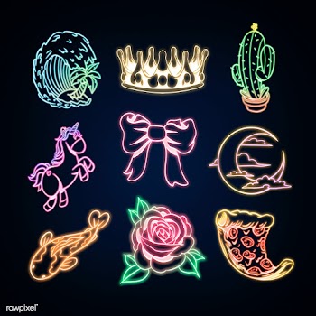 Colorful cute neon sticker collection design resources | Free  illustration - 2367016