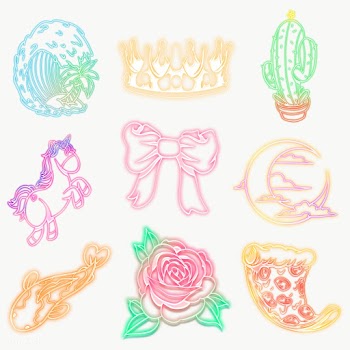 Colorful cute neon sticker collection design resources | Free  transparent png - 2367014