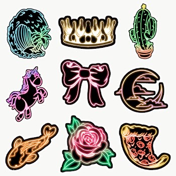 Colorful cute neon sticker collection design resources | Free  transparent png - 2367017
