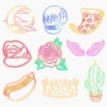 Colorful cute neon sticker set design resources | Free  transparent png - 2367002
