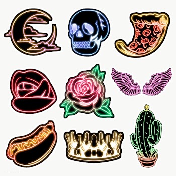 Colorful cute neon sticker set design resources | Free  transparent png - 2367008