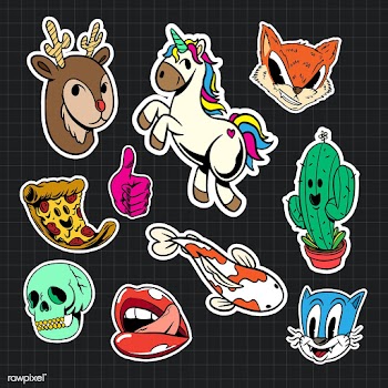 Colorful cute sticker collection  vector | Free  vector - 2365456