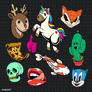Colorful cute sticker collection  vector | Free  vector - 2367486