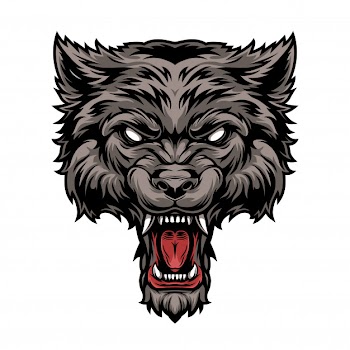 Colorful dangerous scary ferocious wolf head Free Vector