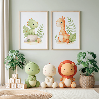 Colorful Dinosaur and Animal Decor for Children's Room