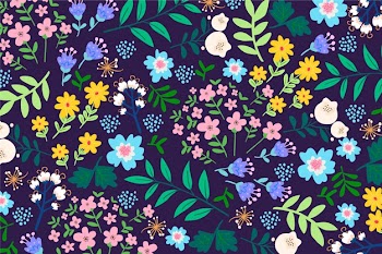 Colorful ditsy floral pattern background Free Vector