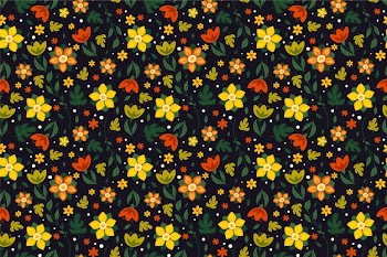 Colorful ditsy flowers print wallpaper Free Vector