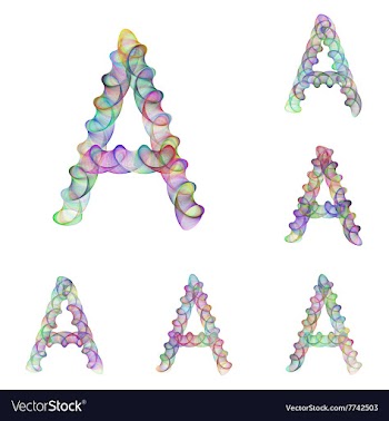 Colorful ellipse fractal font - letter A vector image