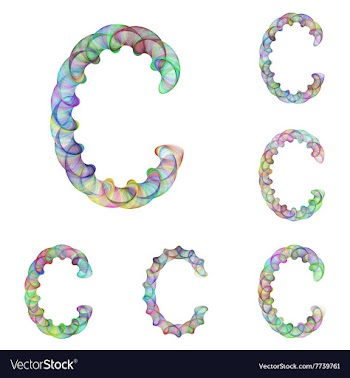 Colorful ellipse fractal font - letter C vector image