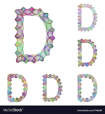 Colorful ellipse fractal font - letter D vector image