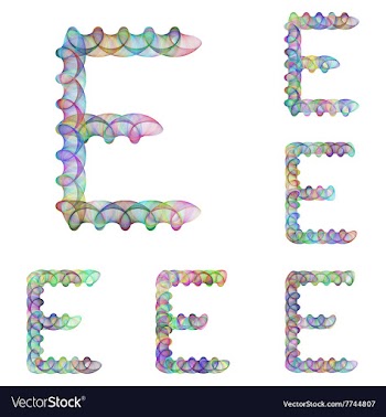 Colorful ellipse fractal font - letter E vector image