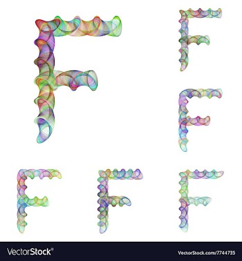 Colorful ellipse fractal font - letter F vector image
