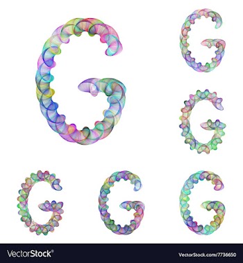 Colorful ellipse fractal font - letter G vector image