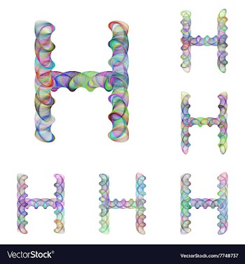 Colorful ellipse fractal font - letter H vector image