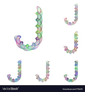 Colorful ellipse fractal font - letter J vector image