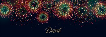 Colorful festival fireworks in sky for diwali season Free Vector