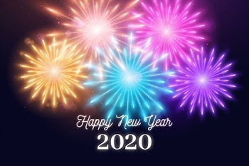 Colorful fireworks new year 2020 Free Vector
