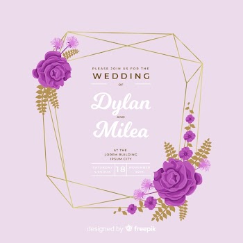 Colorful flat design of floral frame wedding invitation Free Vector