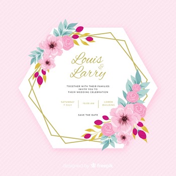Colorful flat design of floral frame wedding invitation Free Vector
