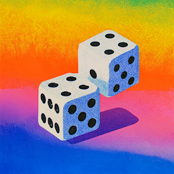 Colorful Floating Dice with Gradient Background