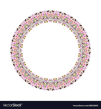 Colorful floral border - circular round element vector image