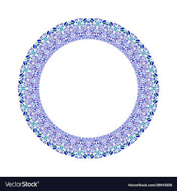 Colorful floral border - round circular abstract vector image