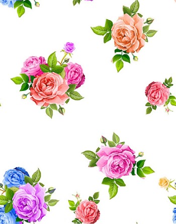 Colorful Floral Pattern on White Background