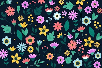 Colorful floral print wallpaper Free Vector