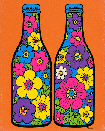 Colorful Floral Wine Bottles