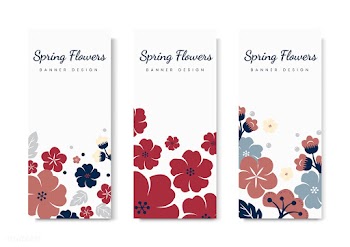 Colorful flower card template set | Free stock vector - 553113