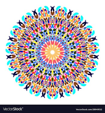 Colorful flower mandala ornament - circular vector image