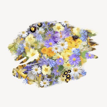 Colorful flowers, brush stroke transition, | Free PSD - rawpixel