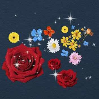 Colorful flowers collage element, glitter | Free Photo - rawpixel