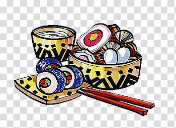 COLORFUL FOOD PICS, animated illustration sushi transparent background PNG clipart