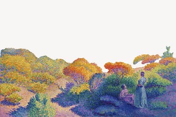 Colorful forest border, Henri-Edmond Cross's | Free PSD Illustration - rawpixel