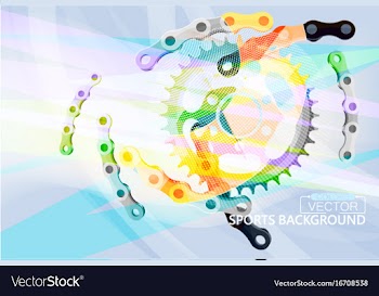 Colorful gear and chain scene vector image