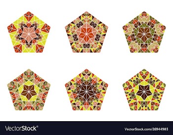 Colorful geometrical mosaic ornament pentagon vector image