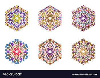 Colorful geometrical ornate petal ornament vector image