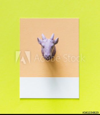 Colorful goat figure on a paper