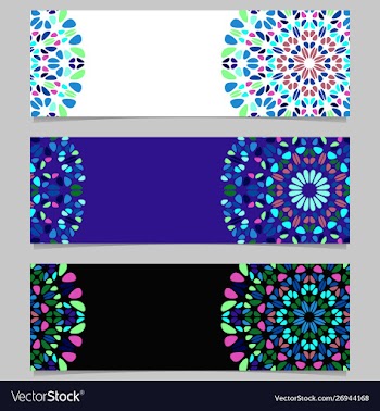 Colorful gravel mandala banner set - abstract vector image