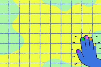 Colorful grid background, funky hand | Free PSD - rawpixel