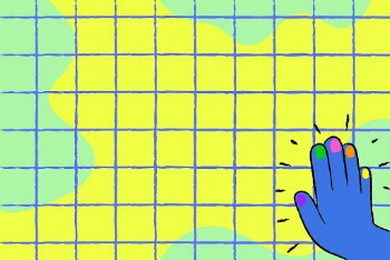 Colorful grid background, funky hand | Free Vector - rawpixel