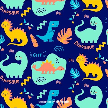 Colorful hand drawn dinosaur pattern Free Vector