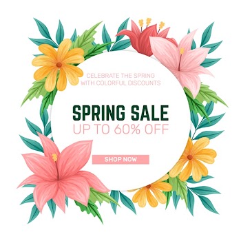 Colorful hand drawn spring sale concept Free Vector
